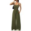 image:imageEkouaer Jumpsuits for Women Sleeveless Spaghetti Strap Womens Jumpsuit One Piece Wide Leg Summer Romper With Pockets 2026Army Green