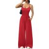 image:imageEkouaer Jumpsuits for Women Sleeveless Spaghetti Strap Womens Jumpsuit One Piece Wide Leg Summer Romper With Pockets 2026True Red