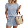 image:imageEkouaer Rompers for Women Ribbed Knit Short Jumpsuit 2026 Summer Casual Vacation OutfitsLight Blue