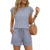image:imageEkouaer Rompers for Women Summer Casual Cap Sleeve Crewneck Short Pants Jumpsuit Beach Vacation Outfit with Pockets SXXLLight Blue