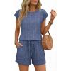 image:imageEkouaer Rompers for Women Summer Casual Cap Sleeve Crewneck Short Pants Jumpsuit Beach Vacation Outfit with Pockets SXXLNavy Blue