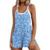 image:imageEkouaer Rompers for Women Summer Casual Sleeveless Short Overalls Boho Spaghetti Strap Shorts Jumpsuit with PocketsLight Blue Floral