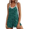 image:imageEkouaer Rompers for Women Summer Casual Sleeveless Short Overalls Boho Spaghetti Strap Shorts Jumpsuit with PocketsSmall Green Floral