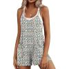 image:imageEkouaer Rompers for Women Summer Casual Sleeveless Short Overalls Boho Spaghetti Strap Shorts Jumpsuit with PocketsWhite Daisy Floral