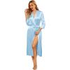 image:imageEkouaer Silk Robes for Women Long Satin Bride Bridesmaid Wedding Party Robes Lightweight Sexy Sleepwear with PocketsLight Blue