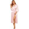 image:imageEkouaer Silk Robes for Women Long Satin Bride Bridesmaid Wedding Party Robes Lightweight Sexy Sleepwear with PocketsLight Pink