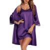 image:imageEkouaer Sleepwear Womens Satin Nightgown with Robes Set 2 Piece Sexy Lace Cami NightwearPurple