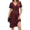 image:imageEkouaer Women Short Sleeve Maternity Nursing Dress Casual V Neck Breastfeeding Loungewear Ribbed Knit Pregnancy Dresses SXXLDark Red