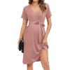 image:imageEkouaer Women Short Sleeve Maternity Nursing Dress Casual V Neck Breastfeeding Loungewear Ribbed Knit Pregnancy Dresses SXXLDirty Pink