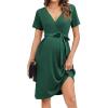 image:imageEkouaer Women Short Sleeve Maternity Nursing Dress Casual V Neck Breastfeeding Loungewear Ribbed Knit Pregnancy Dresses SXXLGreen