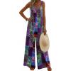 image:imageEkouaer Womens Casual Overalls Boho Floral Loose Wide Leg Jumpsuits Summer Pleated Outfits with PocketsA Blue Boho Print