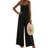 image:imageEkouaer Womens Casual Overalls Boho Floral Loose Wide Leg Jumpsuits Summer Pleated Outfits with PocketsBlack