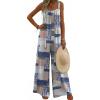image:imageEkouaer Womens Casual Overalls Boho Floral Loose Wide Leg Jumpsuits Summer Pleated Outfits with PocketsGrey Boho Print
