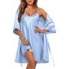 image:imageEkouaer Womens Silky Robe Set 2 Piece Satin Nightgown with Robes Bride Bridesmaid Bathrobe Sexy Sleepwear