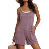 image:imageEkouaer Womens Summer Casual Rompers 2026 Loose Sleeveless Overalls Adjustable Shorts Jumpsuits with Pockets OutfitsFuchsia