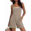 image:imageEkouaer Womens Summer Casual Rompers 2026 Loose Sleeveless Overalls Adjustable Shorts Jumpsuits with Pockets OutfitsKhaki