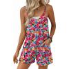 image:imageEkouaer Womens Summer Casual Sleeveless Rompers 2026 Floral Loose Shorts Overalls Adjustable Boho Jumpsuits with PocketsRose Red Floral
