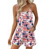 image:imageEkouaer Womens Summer Casual Sleeveless Rompers 2026 Floral Loose Shorts Overalls Adjustable Boho Jumpsuits with PocketsStar Flag