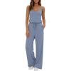 image:imageEkouaer Womens Summer Jumpsuits Dressy Sleeveless Wide Leg Long Pants Rompers Casual One Piece Outfits with PocketsGrey Blue