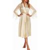 image:imageEouaer Womens Satin Kimono Robe for Bridesmaid and Bride Wedding Party Getting Ready Short RobeChampagne