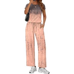 image:imageEkouaer Jumpsuits for Women 2026 Summer Casual Round Neck Pleated Front Womens Rompers With Pockets Vacation OutfitsTiedye Greycoral