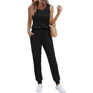 image:imageEkouaer Jumpsuits for Women Casual Summer Sleeveless 2026 Ribbed One Piece Romper Dressy Vacation Clothes Travel OutfitsBlack