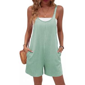 image:imageEkouaer Rompers for Women Casual Loose Sleeveless Overalls Shorts Knit Jumpsuits 2026 Summer Vacation Beach OutfitsIce Green