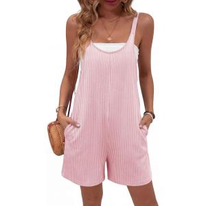 image:imageEkouaer Rompers for Women Casual Loose Sleeveless Overalls Shorts Knit Jumpsuits 2026 Summer Vacation Beach OutfitsLight Pink