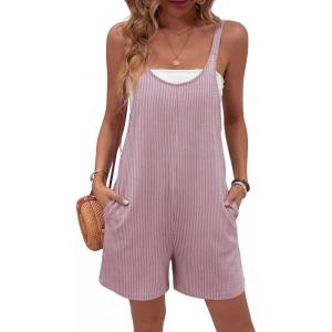 image:imageEkouaer Rompers for Women Casual Loose Sleeveless Overalls Shorts Knit Jumpsuits 2026 Summer Vacation Beach OutfitsPurple