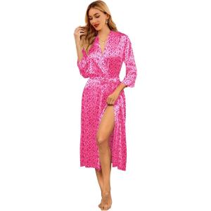 image:imageEkouaer Silk Robes for Women Long Satin Bride Bridesmaid Wedding Party Robes Lightweight Sexy Sleepwear with PocketsPrinted 2