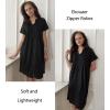 image:imageEKOUAER Women Zipper Robes Short Bathrobe Lightweight Mumu Duster House Coat with Pockets Soft Moo Moo NightgownBlack