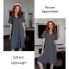 image:imageEKOUAER Women Zipper Robes Short Bathrobe Lightweight Mumu Duster House Coat with Pockets Soft Moo Moo NightgownDark Grey