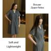 image:imageEKOUAER Women Zipper Robes Short Bathrobe Lightweight Mumu Duster House Coat with Pockets Soft Moo Moo NightgownDark Grey