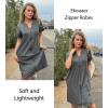 image:imageEKOUAER Women Zipper Robes Short Bathrobe Lightweight Mumu Duster House Coat with Pockets Soft Moo Moo NightgownDark Grey