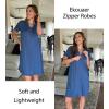 image:imageEKOUAER Women Zipper Robes Short Bathrobe Lightweight Mumu Duster House Coat with Pockets Soft Moo Moo NightgownDeep Blue