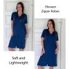 image:imageEKOUAER Women Zipper Robes Short Bathrobe Lightweight Mumu Duster House Coat with Pockets Soft Moo Moo NightgownDeep Blue