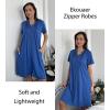 image:imageEKOUAER Women Zipper Robes Short Bathrobe Lightweight Mumu Duster House Coat with Pockets Soft Moo Moo NightgownDeep Blue