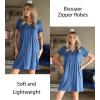 image:imageEKOUAER Women Zipper Robes Short Bathrobe Lightweight Mumu Duster House Coat with Pockets Soft Moo Moo NightgownDeep Blue