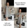 image:imageEKOUAER Women Zipper Robes Short Bathrobe Lightweight Mumu Duster House Coat with Pockets Soft Moo Moo NightgownFlora White