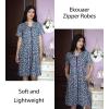 image:imageEKOUAER Women Zipper Robes Short Bathrobe Lightweight Mumu Duster House Coat with Pockets Soft Moo Moo NightgownFloral Blue