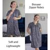 image:imageEKOUAER Women Zipper Robes Short Bathrobe Lightweight Mumu Duster House Coat with Pockets Soft Moo Moo NightgownFloral Blue