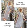 image:imageEKOUAER Women Zipper Robes Short Bathrobe Lightweight Mumu Duster House Coat with Pockets Soft Moo Moo NightgownLight Grey