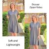 image:imageEKOUAER Women Zipper Robes Short Bathrobe Lightweight Mumu Duster House Coat with Pockets Soft Moo Moo NightgownLight Grey