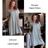 image:imageEKOUAER Women Zipper Robes Short Bathrobe Lightweight Mumu Duster House Coat with Pockets Soft Moo Moo NightgownLight Grey