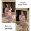 image:imageEKOUAER Women Zipper Robes Short Bathrobe Lightweight Mumu Duster House Coat with Pockets Soft Moo Moo NightgownMisty Rose