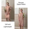 image:imageEKOUAER Women Zipper Robes Short Bathrobe Lightweight Mumu Duster House Coat with Pockets Soft Moo Moo NightgownMisty Rose