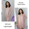 image:imageEKOUAER Women Zipper Robes Short Bathrobe Lightweight Mumu Duster House Coat with Pockets Soft Moo Moo NightgownMisty Rose