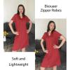 image:imageEKOUAER Women Zipper Robes Short Bathrobe Lightweight Mumu Duster House Coat with Pockets Soft Moo Moo NightgownWine Red