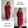 image:imageEKOUAER Women Zipper Robes Short Bathrobe Lightweight Mumu Duster House Coat with Pockets Soft Moo Moo NightgownWine Red