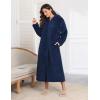 image:imageEkouaer Fleece Robes for Women Hooded Plush Zipper Front Long Bathrobe Warm House Robe Sleepwear with PocketsB Navy Blue
